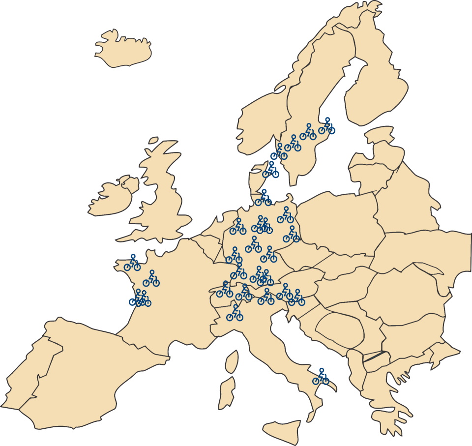 Europkarte mit Zielen