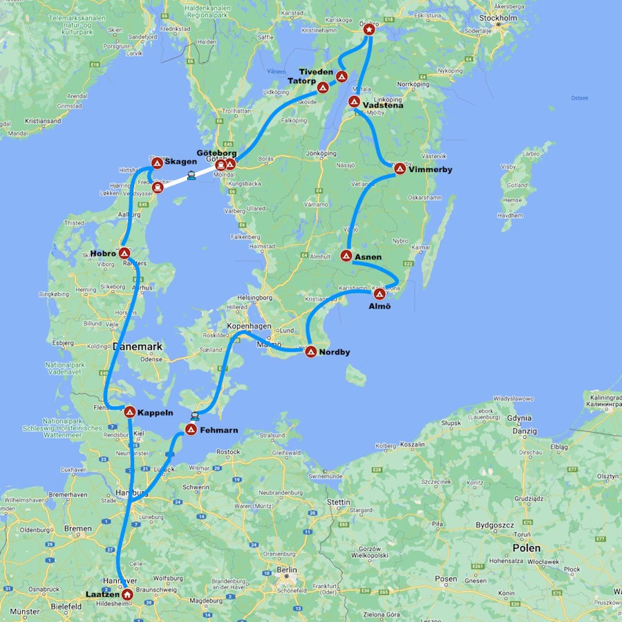 Fahrtroute Schwedenreise 2023